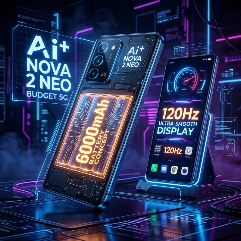 Ai+ Nova 2 Neo India Launch: फ्लिपकार्ट पर टीज़र आउट, 6000mAh बैटरी और 120Hz डिस्प्ले लीक! 📱⚡