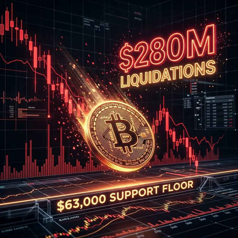 Bitcoin Drop 63K Market Liquidations: $280M लिक्विडेशन से बाजार में हलचल! 💰📉