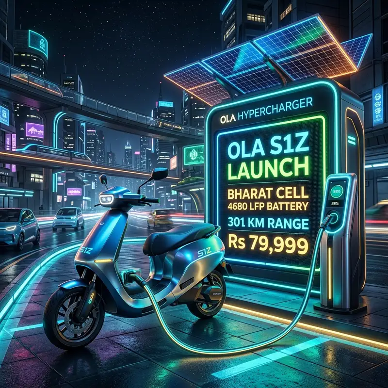 Ola Electric S1Z Launch Bharat Cell: ₹79,999 में 301 KM रेंज! 🚗⚡