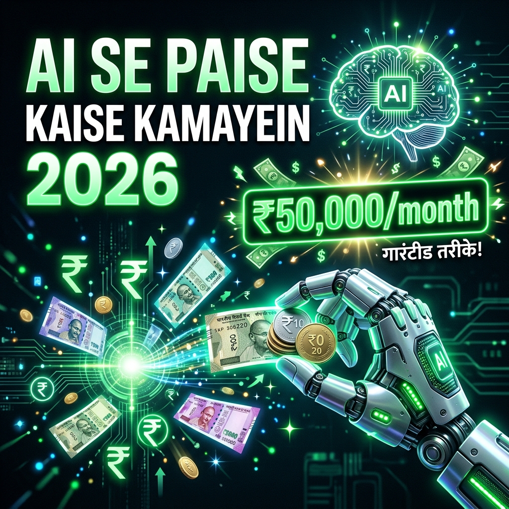 AI से पैसे कैसे कमाएं — 7 Tested तरीके 2026 में (₹50,000/Month Possible)